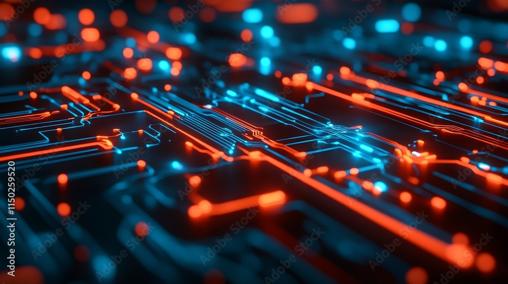 Poster Advanced Digital Circuitry in a High-Tech Electronic Network Abstract Design : Generative AI