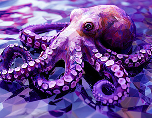 Naklejka premium Purple Octopus Art