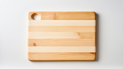 Natural rectangular wooden cutting board mockup with striped design for kitchen prep and cooking