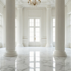 Fototapeta premium Minimalist interior design with main color white