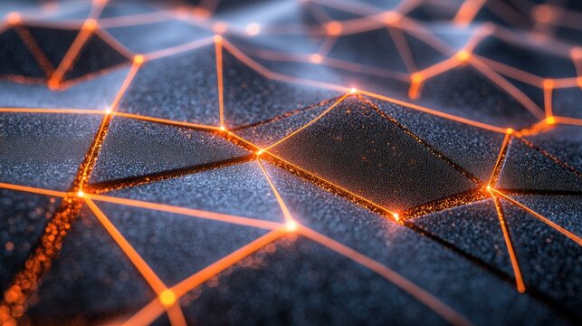 Digital network connections glowing in a geometric pattern