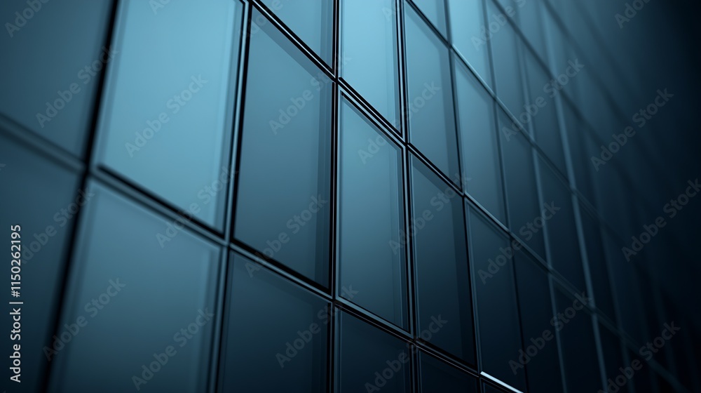 Poster Abstract geometric wall pattern in dark blue tones for modern minimalist architectural decor : Generative AI