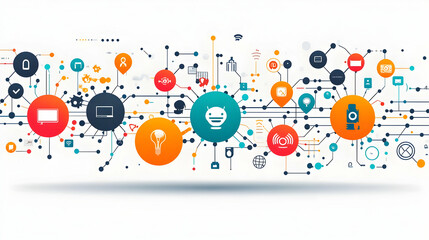 Obraz premium AI Chatbot Icons on Plain Background with Copy Space for Digital Customer Support Concept