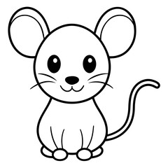 Adorable Kawaii Mouse for Coloring Books.