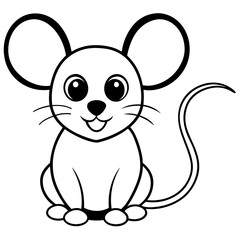 Adorable Kawaii Mouse for Coloring Books.