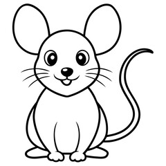 Adorable Kawaii Mouse for Coloring Books.