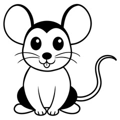 Adorable Kawaii Mouse for Coloring Books.