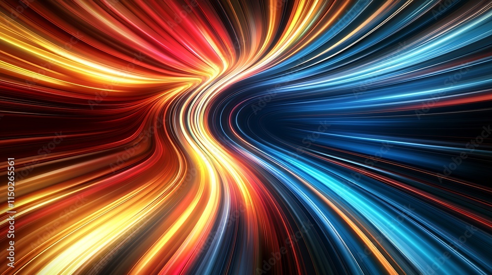 Poster vivid swirling colorful light trails in motion depicting energy and futuristic design : generative a