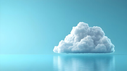 Glossy Cloud Icon on Sky Blue Background Symbolizing Cloud-Based AI Services for Business Solutions