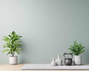 Workplace with fitness corner, wellness station, minimalistic, healthy office lifestyle