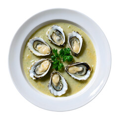 Oyster Stew with Parsley on transparent background
