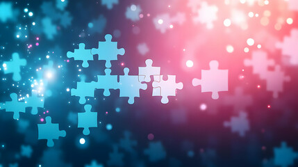 Soft Abstract Digital Art Team Connecting Puzzle Pieces Collaboration Concept Copy Space