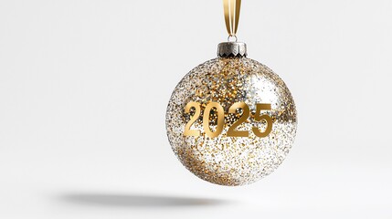 Glittering Silver Ornament Showcases Two Thousand Twenty Five