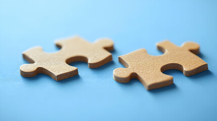Fototapeta premium Connected Puzzle Pieces on Blue Background Symbolizing Teamwork and Collaboration Concept