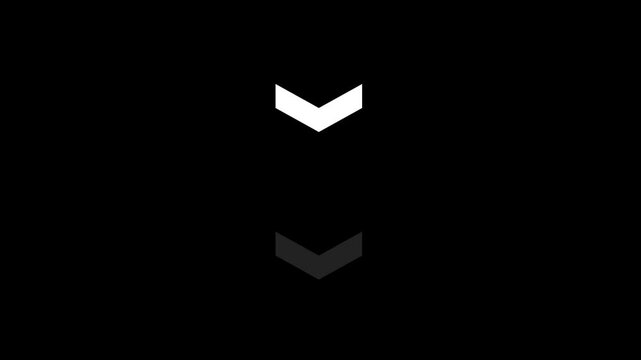 Down arrow direction sign. White arrow black background animation. With Download sign Arrows loop animated.