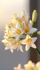 A stunning close-up of beautiful Alstroemerias flowers bathed in gentle morning light. Created with generative AI 
