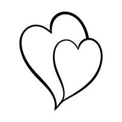 Vector heart illustration in line art style. Graphic monochrome drawing. Hand drawn heart outline sketch, ink illustration. Design element for wedding invitation, Valentines day card, tattoo, logo