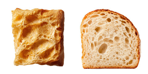 Fresh golden brown bread slices showcasing soft, airy texture