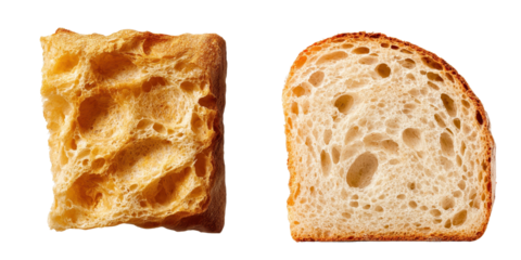 Fresh golden brown bread slices showcasing soft, airy texture