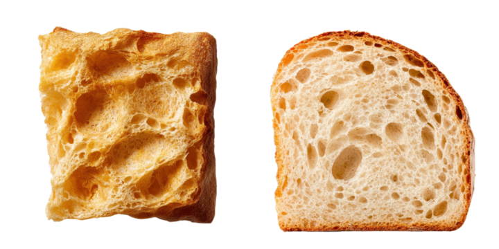 Fresh golden brown bread slices showcasing soft, airy texture