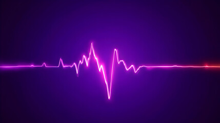 Robotic Heartbeat Line on Plain Purple Background for Healthcare Concept and Advertising Space