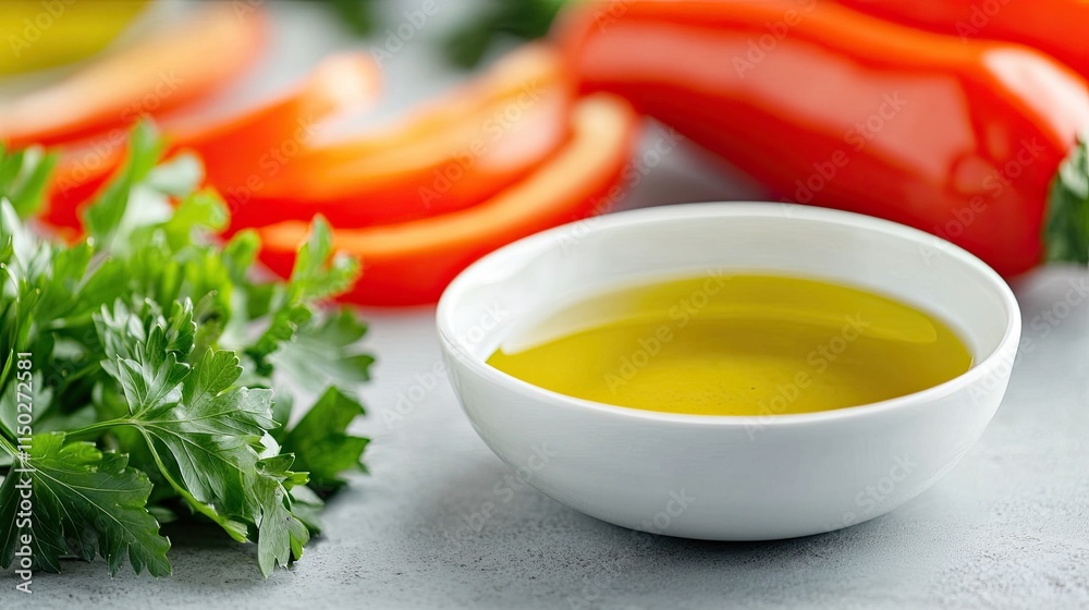 Poster minimalist table setting with fresh herbs and colorful vegetables for a culinary experience