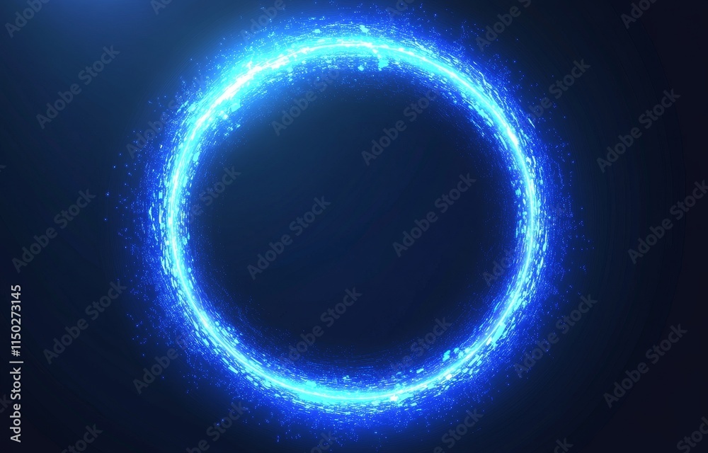 Poster vibrant blue circular glow on dark background creating a captivating visual effect for digital desig