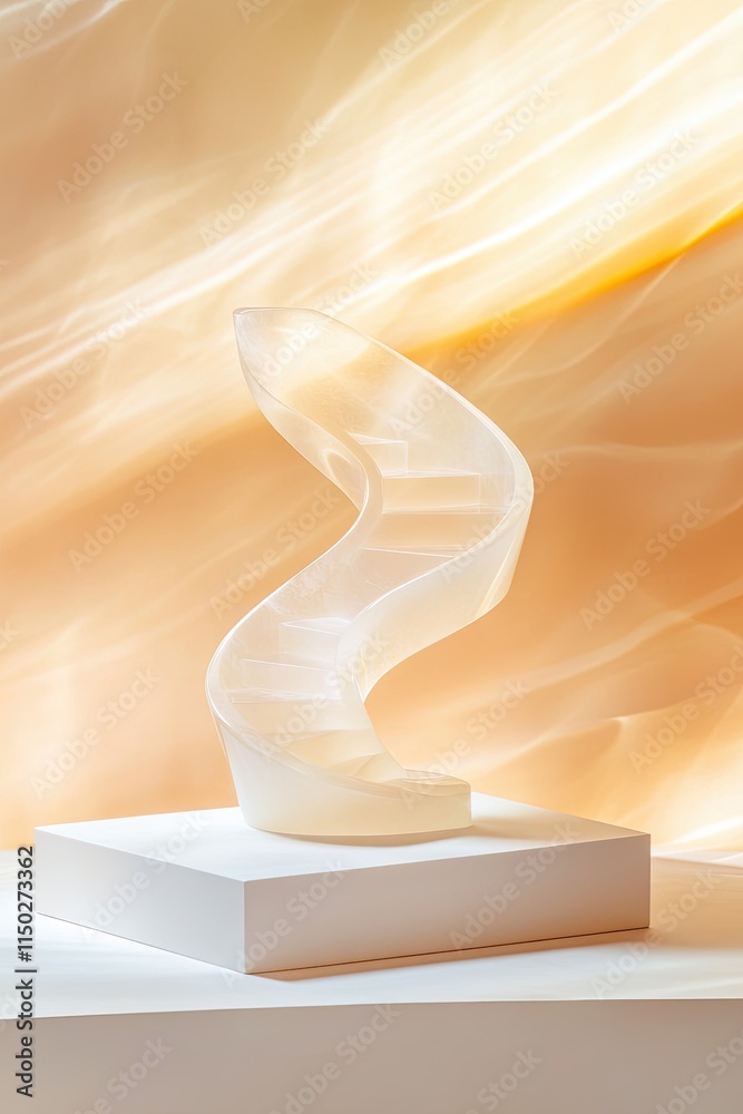 Poster curved staircase structure evokes intrigue and wonder in a minimalist setting