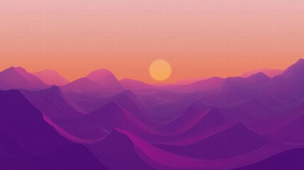 Purple Sunset Over Rolling Hills