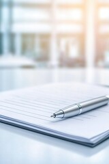 Prescription Pad and Elegant Pen Await a Doctor's Signature in a Modern Healthcare Setting