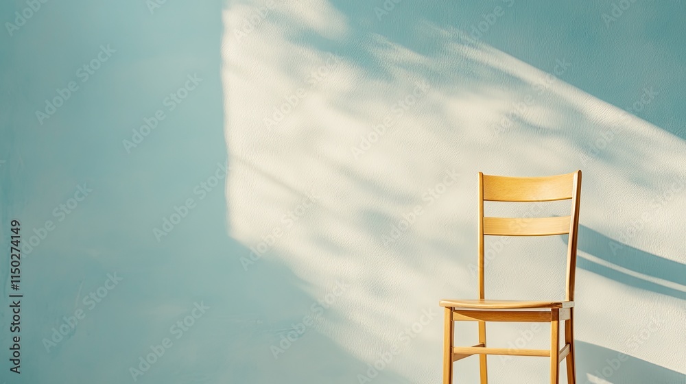Aufkleber empty chair and clean dining table casting soft shadows in a serene setting