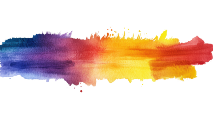 Rainbow-colored brushstroke, transparent background