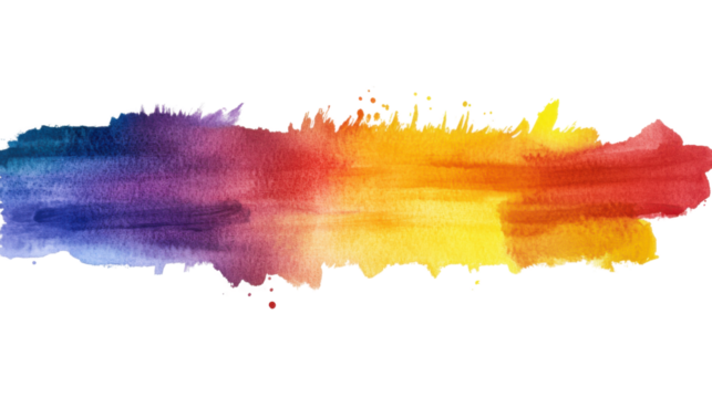 Rainbow-colored brushstroke, transparent background