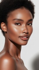 Radiant Beauty A Close-Up Portrait of a Young Woman with Glowing Skin