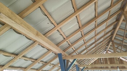 view from under the light steel tile roof. light steel tile roof