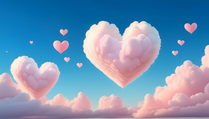 Pink Heart Cloudscape Romantic Love Sky Background