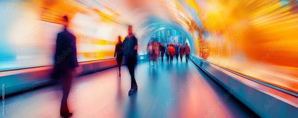 Poster Futuristic Passageway Depicting Speed and Movement in Urban Commuting : Generative AI