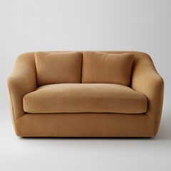 Modern Two-Seater Sofa Luxurious Tan Boucl Fabric Upholstery