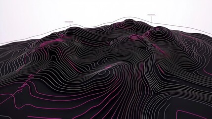 Abstract topographic map, contour lines, elevation, 3d, landscape, digital, design, graphic,...