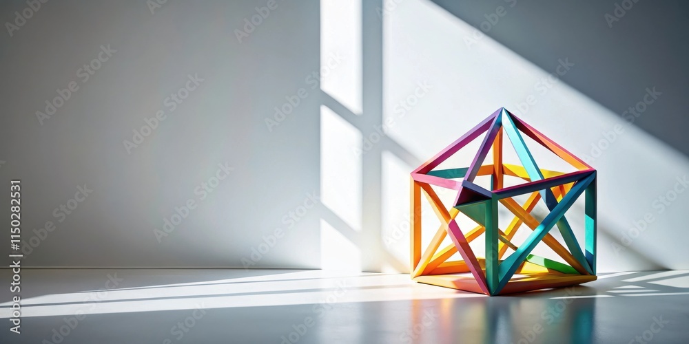 Aufkleber Abstract Colorful Geometric Structure Illuminated by Sunlight in Minimalist Interior