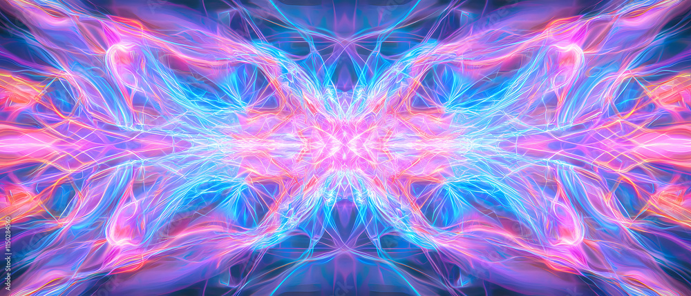 Poster dynamic light patterns creating abstract art in a digital space visual art vibrant environment creat