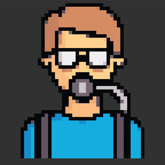 Pixel art avatar depicting daily work activities, perfect for digital projects or games.