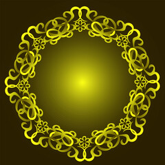 Beautiful round carved frame on golden gradient background