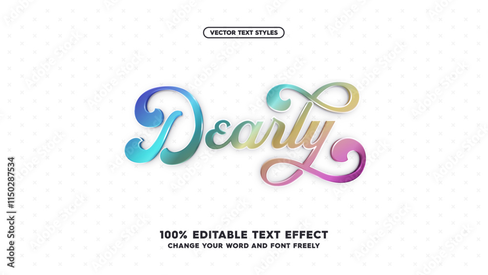 Wall mural dearly: vibrant colorful editable and stylish text effects. perfect for adding a fun and dynamic tou