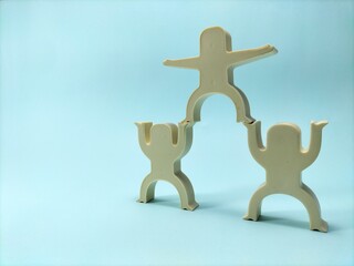 plastic toys, concepts of togetherness, leadership, community, achievement, etc.