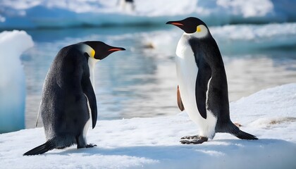 Obraz premium Emperor Penguins on Antarctic Ice Wildlife Photography