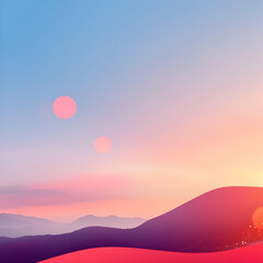 Abstract Sunset Landscape Illustration