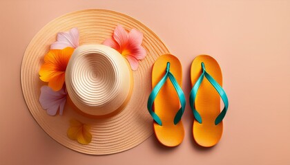 Generated image Beautiful summer flipflops isolated with copy space