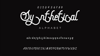 Craft vintage typeface design. Graphic display alphabet. Fantasy type letters. Latin characters, numbers. Vector illustration. Old badge, label, logo template.