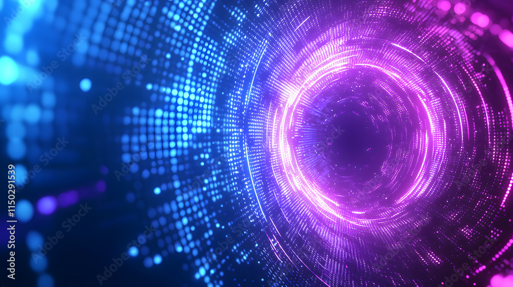 Poster dynamic digital tunnel visualizing data flow virtual space infographic abstract environment immersiv